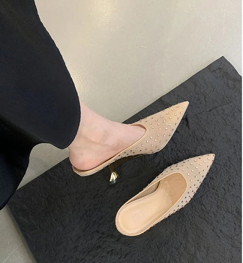 New Designer Crystal Mesh Wedges Elegant Shallow Pointed Toe High Heels CODE: KAR3305
