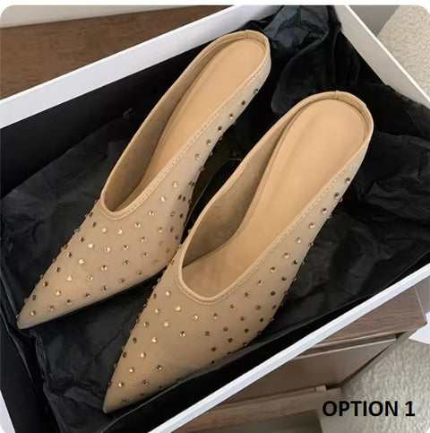 New Designer Crystal Mesh Wedges Elegant Shallow Pointed Toe High Heels CODE: KAR3305