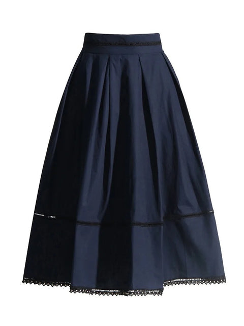 New Fashion Lapel Short Sleeve Top High Waist A Line Skirt Casual Two Piece Set CODE: KAR3311