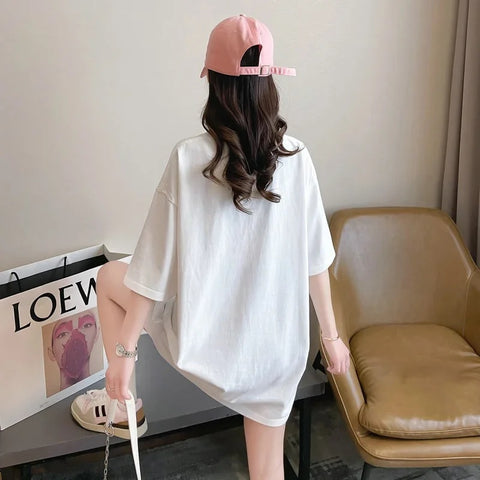 New Cartoon Rabbit Painting Leisure Half Sleeve Round Neck Top CODE: KAR3319