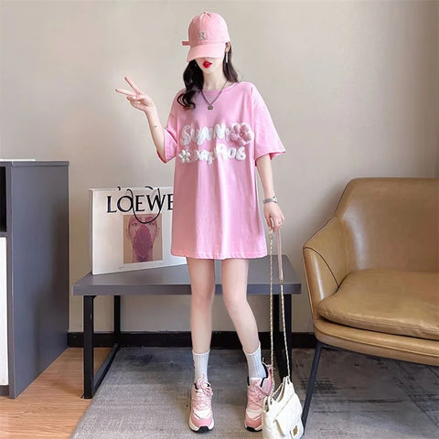 New Short Sleeve Embroidery Letters Flower Funny Top CODE: KAR3320