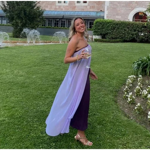 New Sexy One-shoulder Bow Pleated Asymmetrical Empire Long Dress CODE: KAR3321