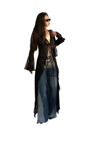 New Through Long Cardigan Slim V Neck Streetwear Sexy Top CODE: KAR3326