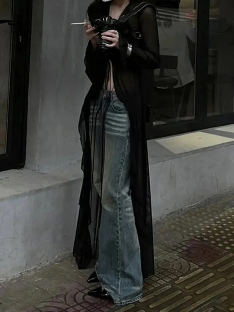 New Through Long Cardigan Slim V Neck Streetwear Sexy Top CODE: KAR3326