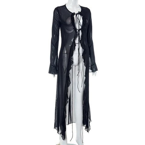 New Through Long Cardigan Slim V Neck Streetwear Sexy Top CODE: KAR3326