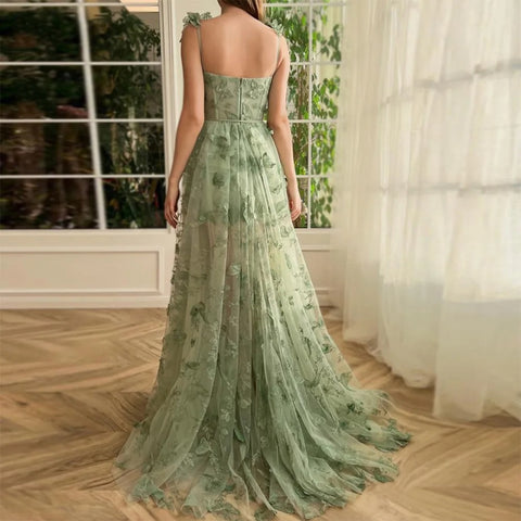 New Butterfly Prom Spaghetti Straps High Side Split Sweetheart Backless Long Dress CODE: KAR3329