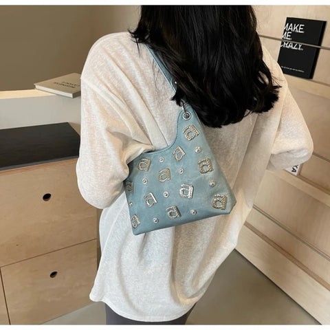 New Single Shoulder Shiny Diamond Popular Versatile Crossbody Bucket Bag CODE: KAR3331