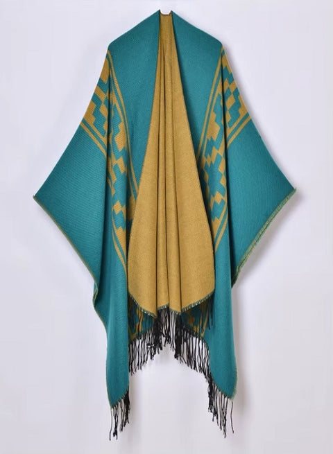 New Winter Warm Ponchos Thickened Scarf Split Cape Shawl CODE: KAR3575