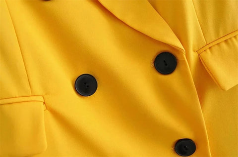 New Double Breasted Coat Solid Color + Slim Fit High Waist Straight Sleeve Suit Pants Two Piece Set CODE: KAR3335