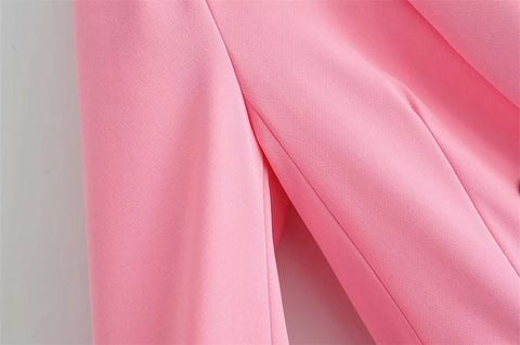 New Double Breasted Coat Solid Color + Slim Fit High Waist Straight Sleeve Suit Pants Two Piece Set CODE: KAR3335