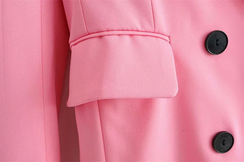 New Double Breasted Coat Solid Color + Slim Fit High Waist Straight Sleeve Suit Pants Two Piece Set CODE: KAR3335