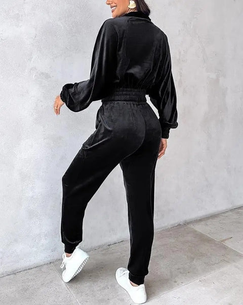 New Fashion Casual Style Zipper Top Sports Pant Two Piece Set CODE: KAR3337