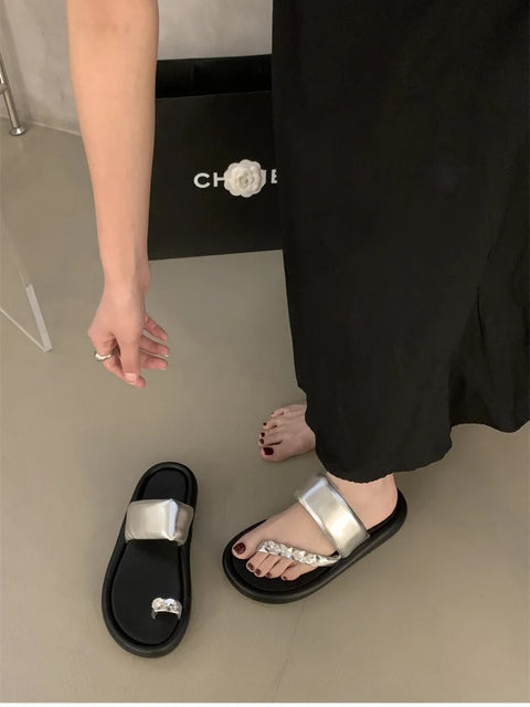 Summers Fashion Elegant Clip Toe Slides Causal Flip Flop Slippers CODE: KAR3338