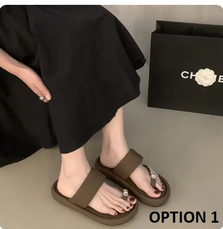 Summers Fashion Elegant Clip Toe Slides Causal Flip Flop Slippers CODE: KAR3338