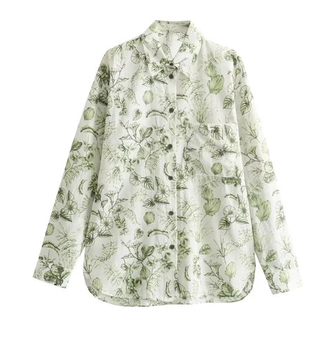 New Casual Printed Polo Collar Long sleeved Shirt High Waist Pant Set CODE: KAR3345