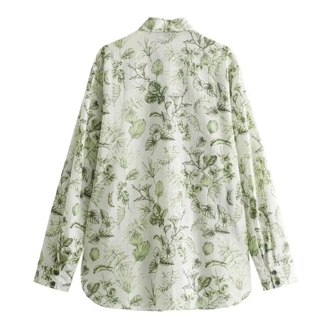 New Casual Printed Polo Collar Long sleeved Shirt High Waist Pant Set CODE: KAR3345