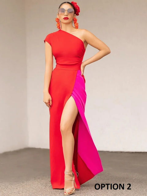 Summer Solid Side Split Elegant Party Wear Vestido Dress CODE: KAR3346