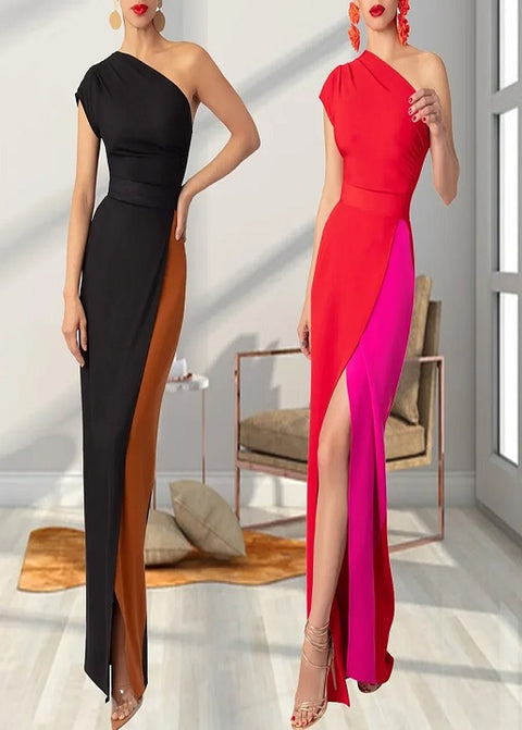 Summer Solid Side Split Elegant Party Wear Vestido Dress CODE: KAR3346