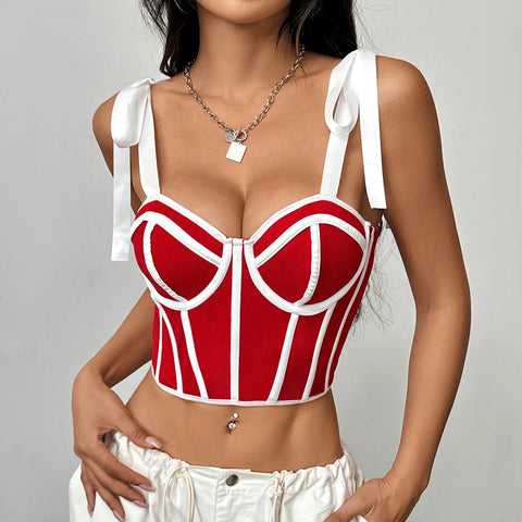 New Fashion Bandage Camisoles Sexy Lace-up Corset  Backless Tunics Crop Top CODE: KAR3358