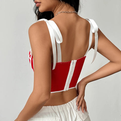 New Fashion Bandage Camisoles Sexy Lace-up Corset  Backless Tunics Crop Top CODE: KAR3358