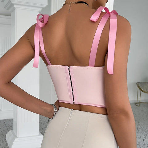 New Fashion Bandage Camisoles Sexy Lace-up Corset  Backless Tunics Crop Top CODE: KAR3358