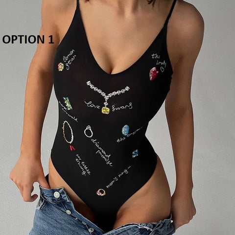 Summer Trend Sexy Print Bodysuit Top CODE: KAR3360