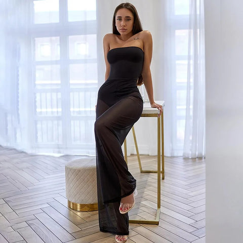 New Sexy Rompers Overalls Mesh Fashion Slim High Waist Club Jumpsuit CODE: KAR3361