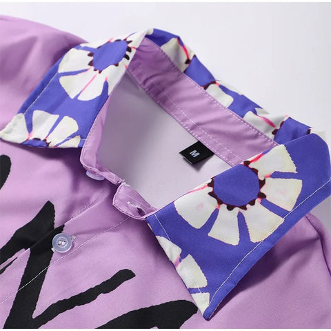 New Printed Loose Full Sleeve Lapel Shirt Pant Two-Piece Set CODE: KAR3376