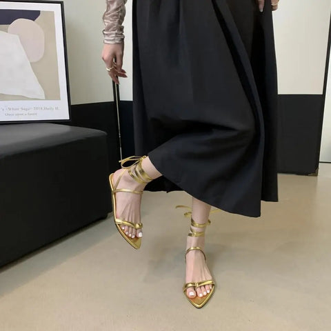 New Fashion Stiletto Heel Luxury Pointed Flip Flops Flat CODE: KAR3378