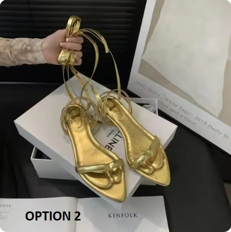 New Fashion Stiletto Heel Luxury Pointed Flip Flops Flat CODE: KAR3378