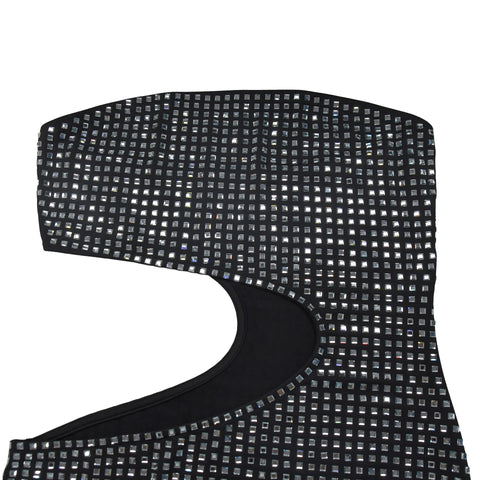 New Luxury Fashion Rhinestones Hollow Out Slit Off Shoulder Backless Bodycon Vestidos Dress CODE: KAR3381