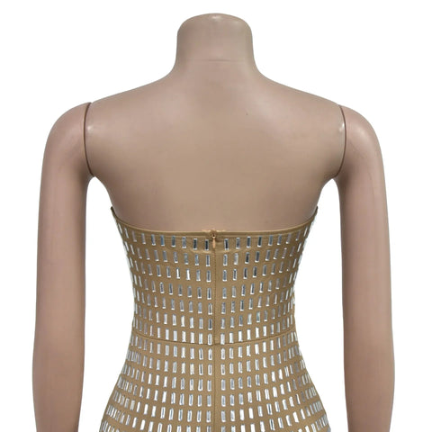 New Trend Strapless Solid Color Hot Drill Sleeveless Long Dress CODE: READY1556