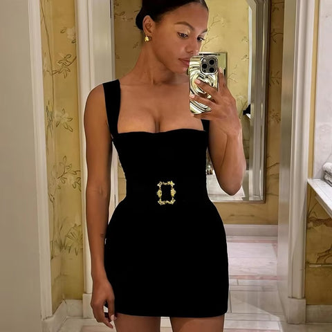New Fashion Sexy Wrap Hip Chic Metallic Accessory Vest Dress CODE: KAR3388