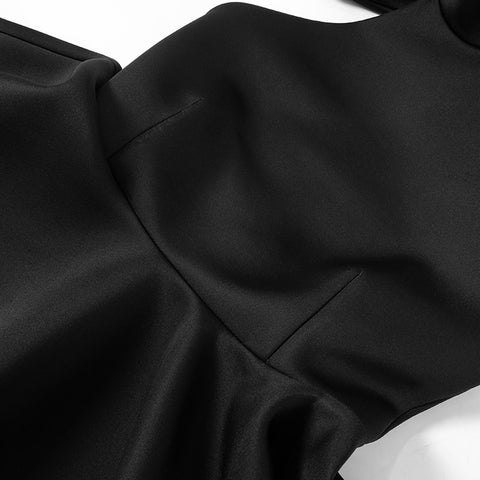 New Slim Pleated Sexy Sleeveless Solid Splice Halter Neck Party Mini Dress CODE: KAR3389