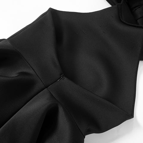 New Slim Pleated Sexy Sleeveless Solid Splice Halter Neck Party Mini Dress CODE: KAR3389