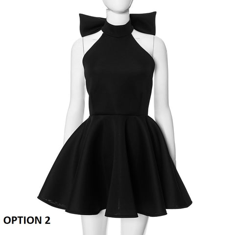 Sexy Sleeveless Solid Splice Halter Neck Party Mini Dress CODE: READY1523