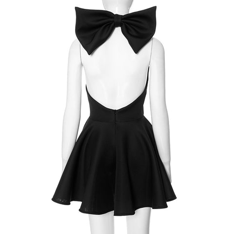 New Slim Pleated Sexy Sleeveless Solid Splice Halter Neck Party Mini Dress CODE: KAR3389