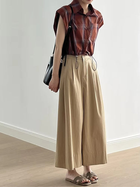 Summer New Retro Style Casual Sleeveless Plaid Shirt CODE: KAR3391