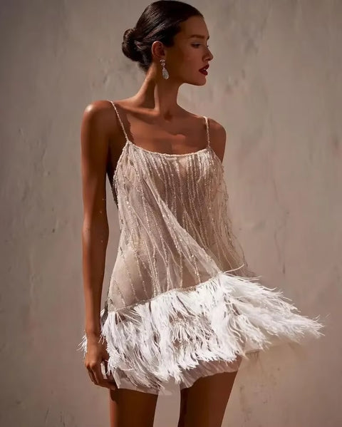 New Sexy See Through Tassel Sequins Suspenders Boho Party Dress CODE: KAR3395