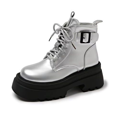 New sponge bottom short autumn retro thick sole thick heel side zipper boots CODE: KAR3398