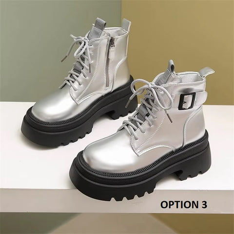 New sponge bottom short autumn retro thick sole thick heel side zipper boots CODE: KAR3398