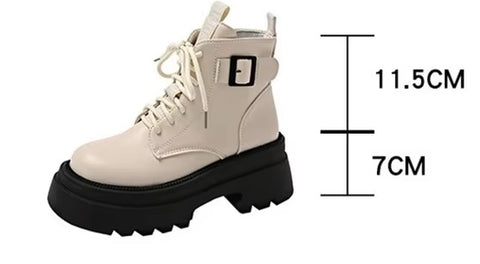New sponge bottom short autumn retro thick sole thick heel side zipper boots CODE: KAR3398