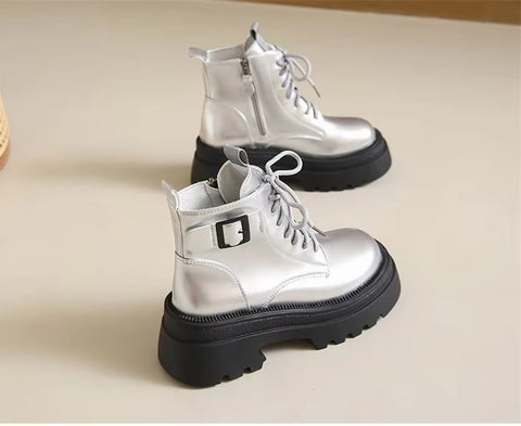 New sponge bottom short autumn retro thick sole thick heel side zipper boots CODE: KAR3398