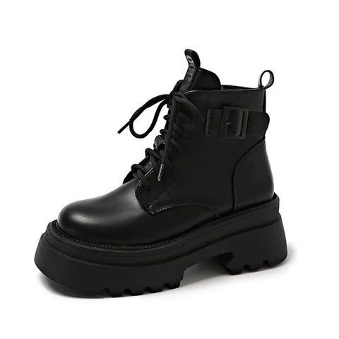 New sponge bottom short autumn retro thick sole thick heel side zipper boots CODE: KAR3398