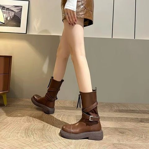 New Fashion Round Toe Casual Goth Zip Sexy High Heels Platform Boots CODE: KAR3400