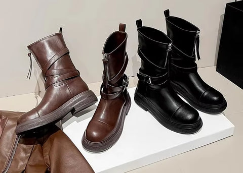 New Fashion Round Toe Casual Goth Zip Sexy High Heels Platform Boots CODE: KAR3400