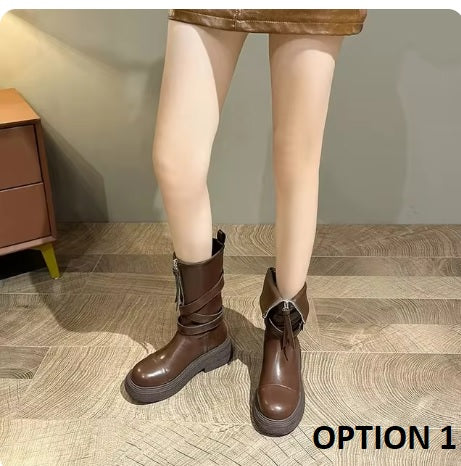 New Fashion Round Toe Casual Goth Zip Sexy High Heels Platform Boots CODE: KAR3400