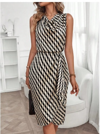 New Clasi all-over printed draped front asymmetric hem dress CODE: KAR3407