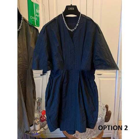 New Fashionable revealing waist, stylish casual V-neck short sleeved dress CODE: KAR3412