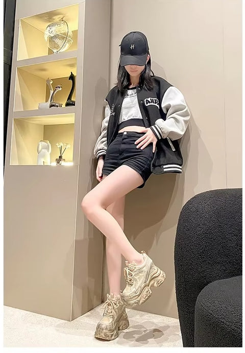 New Chunky Casual Vulcanized Lace Up High Platform Shoes CODE: KAR3420